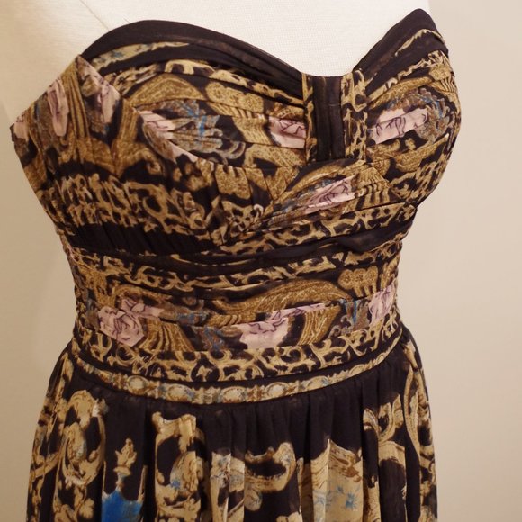 Bebe Silk Chiffon Bubble Hem Strapless Cocktail Dress- Sz. Med - Picture 4 of 9